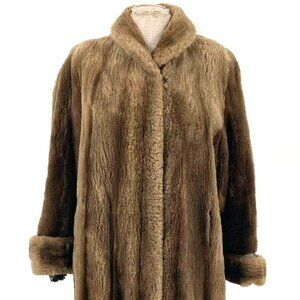 Vintage Brown Long Fur Womens Winter Coat - N.L. Kaplan Buffalo - Size ~Large